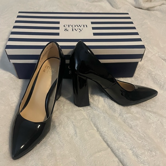 NWT Crown & Ivy Black Jazmin Heels - Picture 5 of 8